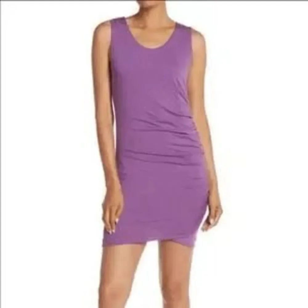 Free Press Ruched Mini Dress Purple Medium